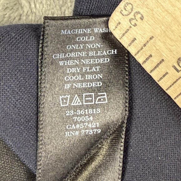 Ann Taylor Shirt Womens Medium Navy Black Lace Shoulder Short Sleeve Zip Back - Picture 8 of 11